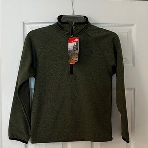 The North Face Olive Green Half-Zip Pullover youth size medium 10/12